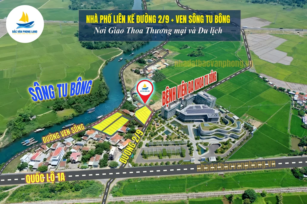 Vị trí dự án nhà phố liền kề đường 2/9 view sông Tu Bông đối diện Bệnh viện Đa khoa Tu Bông